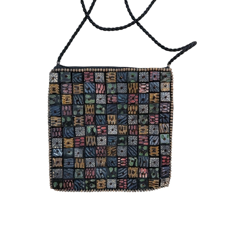 Vintage Beaded Purse Made In India 7"x7"‎ Colorful